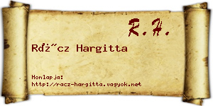 Rácz Hargitta névjegykártya